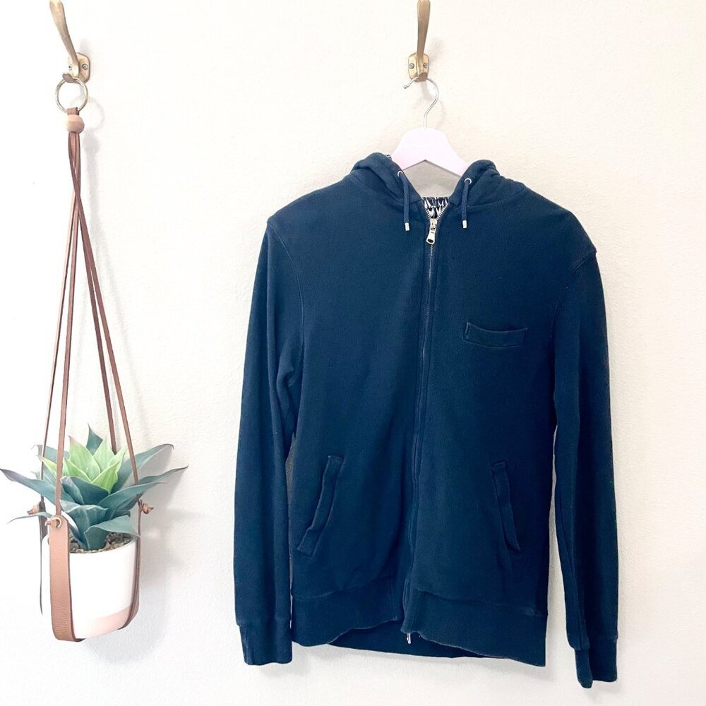 The Hood by L'Estrange London Navy Zip Front Long Sleeve Hoodie Size M